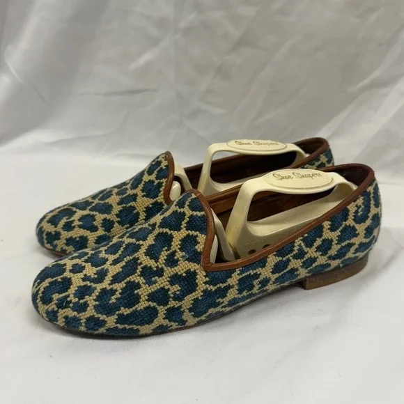 Zalo Vintage Women's Sz 6 Needlepoint Cheetah Print Flat Loafers