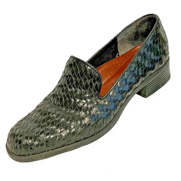 Naturalizer Fit4U Woven Braided Leather Loafer Slip On Shoes Womens Sz 8 Black