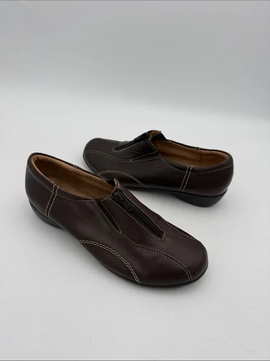 Naturalizer Men's Dark Brown Front-Zip Slip-On Loafers women 8M casual office