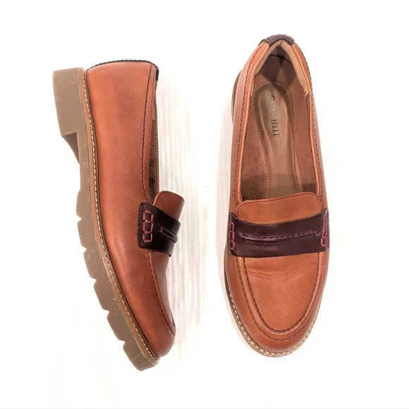 COBB HILL Janney Tan Leather Penny Loafers Women's Slip On Shoes Size 9