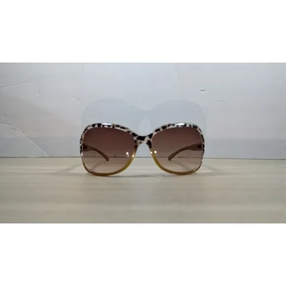 Oversized Leopard Print Glam Sunglasses Brown Gradient Lens