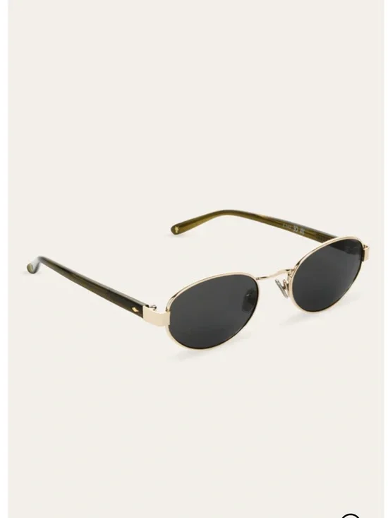 NWT FRYE Savannah Women’s Sunglasses in Olive Gold Slim Oval Metal Frame No Case