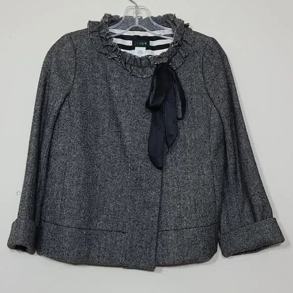 J. Crew Cheshire Herringbone 100% Wool Crop Coat