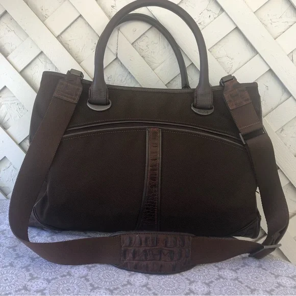 Tumi Multiple Compartment Messenger Bag Laptop Bag Travel Bag Croc Leather
