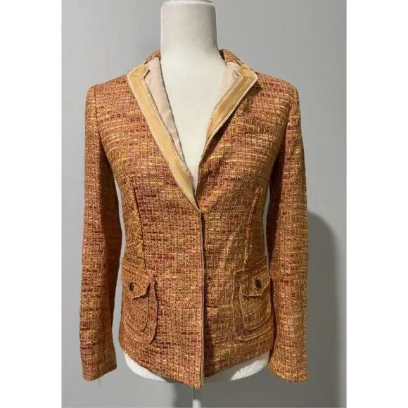 J. Crew collection tweed blazer linen blend 0