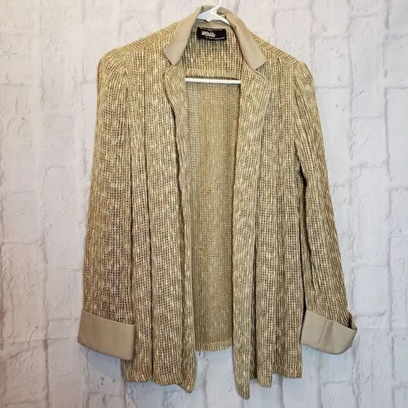 URSULA OF SWITZERLAND Weave Open Front Blazer Small