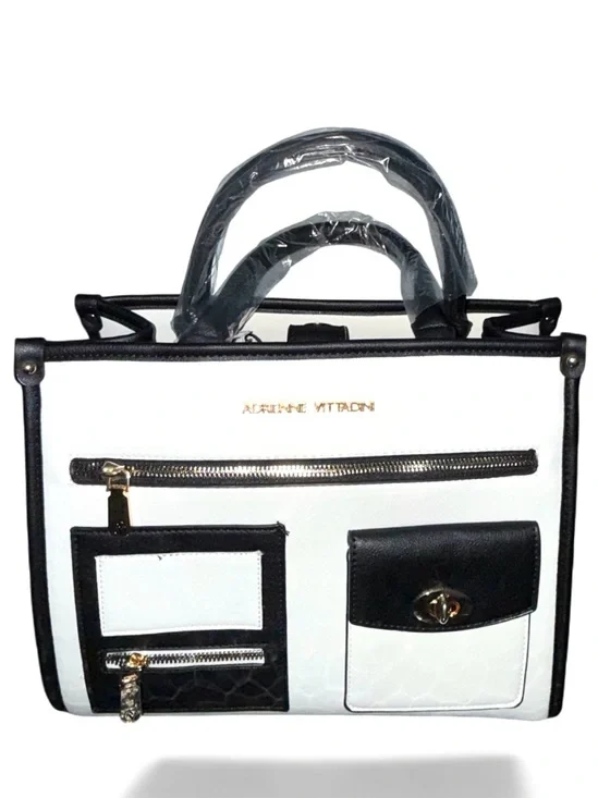 ADRIENNE VITTADINI Beautiful Black & White X-body Satchel - NWT