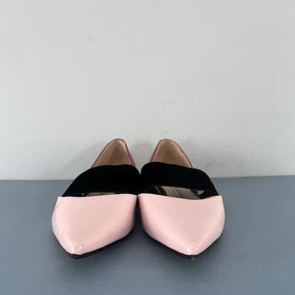 Andrea Gomez Dakota Pink Leather Pointed Toe Ballerina Flats