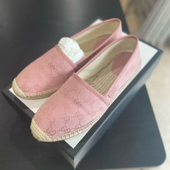 Gucci GG Canvas Pink Espadrilles Size 38
