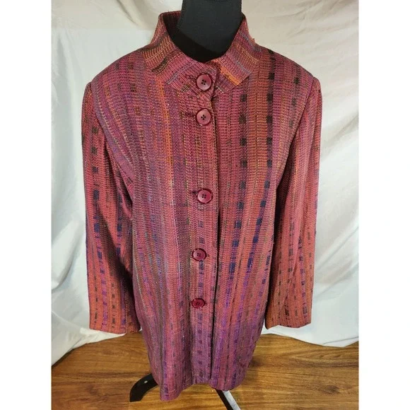 Vintage Randall Darwell Size Large ‎ Pink Red Tones Womans Jacket Blazer OOAK