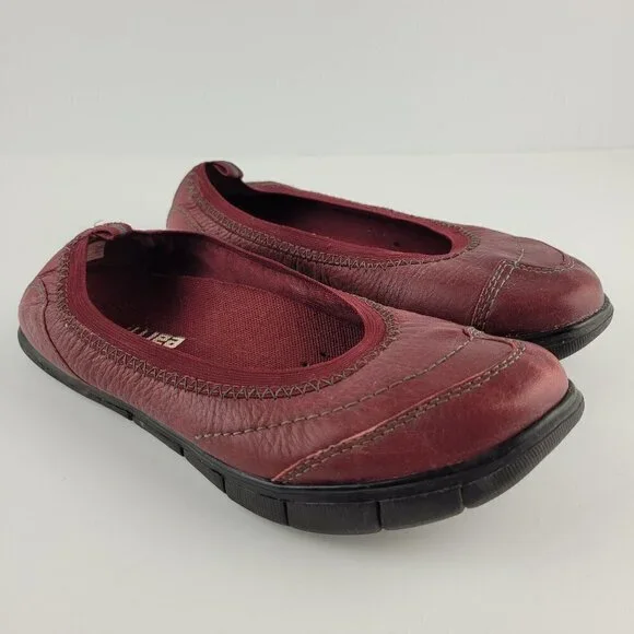 Earth Aspire Bordeaux Red Slip On Leather Flats 6B