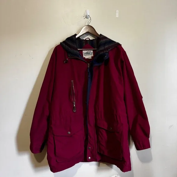 Vintage Northern Reflections 90s Blanket Lined Jacket Sz L Burgundy Lightweight