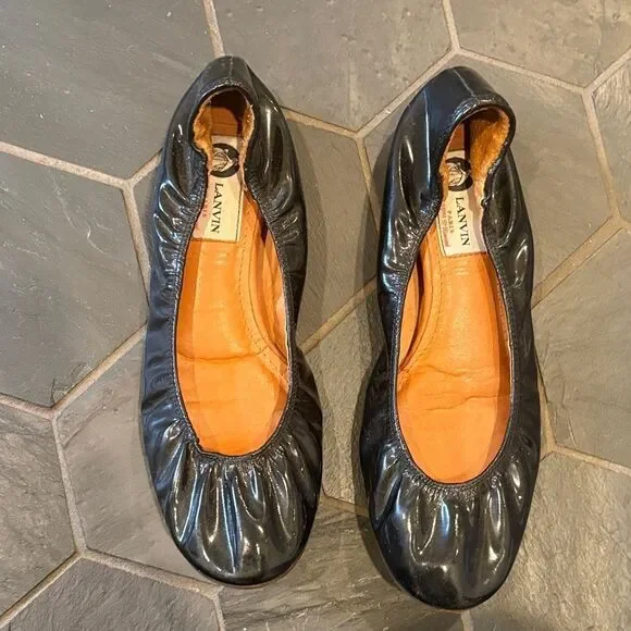 Lanvin Glossy Black Ballet Flats
