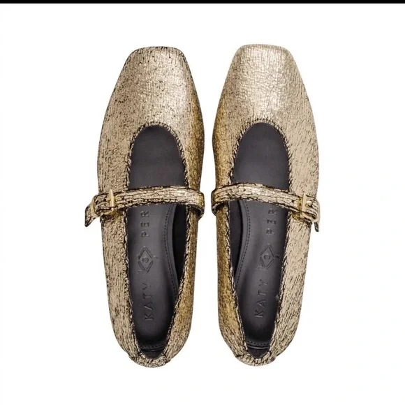 Katy Perry 9.5 Women's Evie Mary Jane Flat Gold NIB Fashion Casual Work School