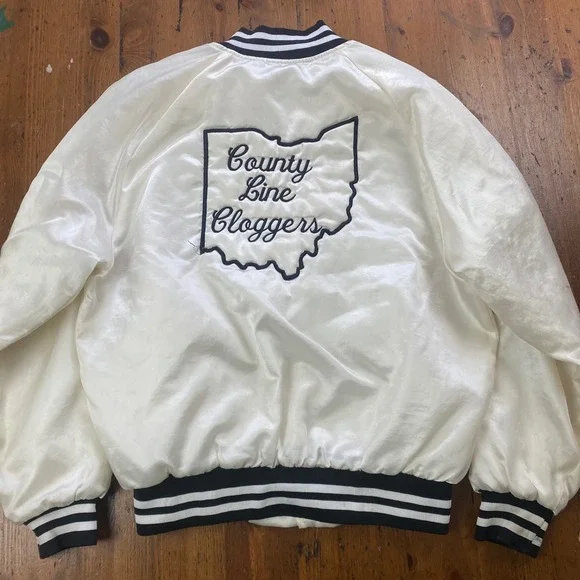 Vintage County Line Cloggers Ohio Satin Bomber Jacket Shanna‎ Retro Women's M