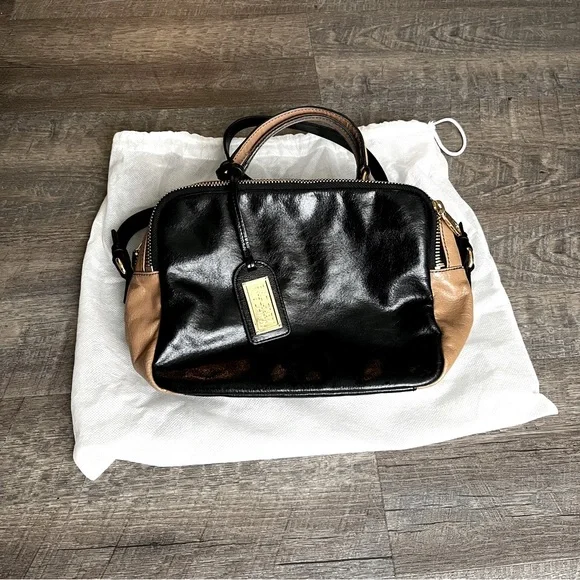 Badgley Mischka | EUC Black & Tan Satchel Bag (Dust bag included)
