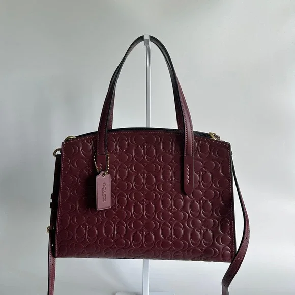 Coach Charlie Carryall 28 Burgundy Signature Leather Satchel Bag Excellent