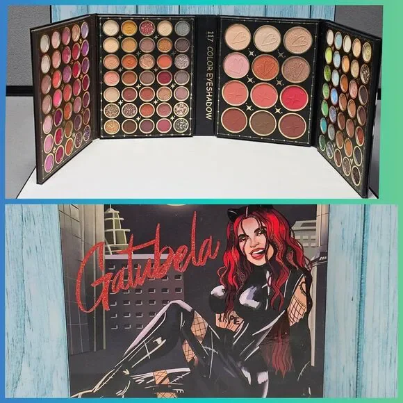 Gatubella Karol G 117 Color Eye Shadow Palette NEW Glitter Sparkly Smoky