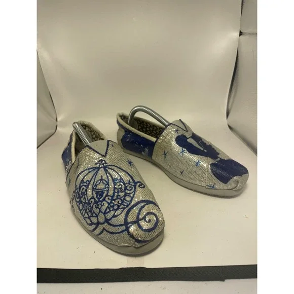 Toms Shoes Womens 7w Classic Hand Painted Cinderella Shoes