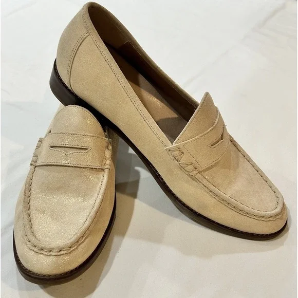 Vionic Waverly Gold Leather Loafers Shimmer Metallic Women's Size 11 Slip On