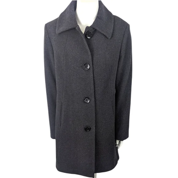 Nautica Wool Pea Coat Peacoat Womens Medium Gray Jacket Button Dressy