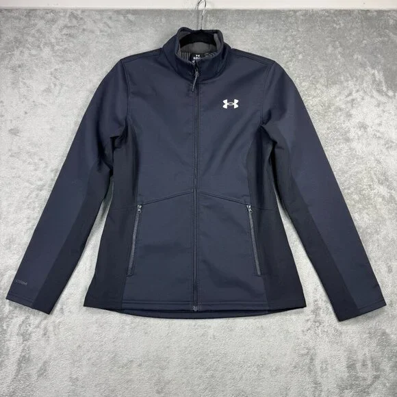 Under Armour Storm Jacket Womens S Coldgear Infrared Navy Zipper Pockets Outdoor