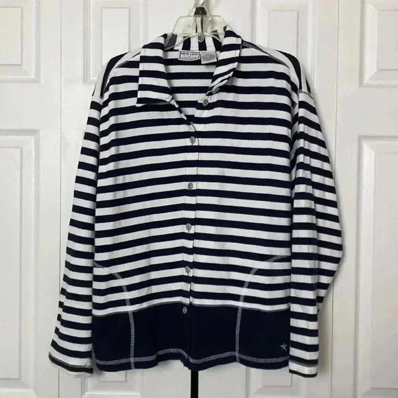 New Look cotton blue & white casual knit jacket