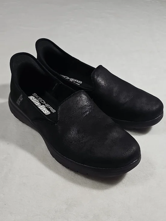 Skechers Women's Black Slip-On Lightweight Loafers