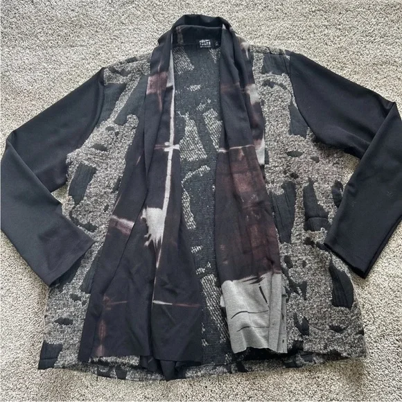 Amazing ART OF CLOTH size XL Wool Alpaca Blend Jacket w/ Hand Dyed Jersey Trim
