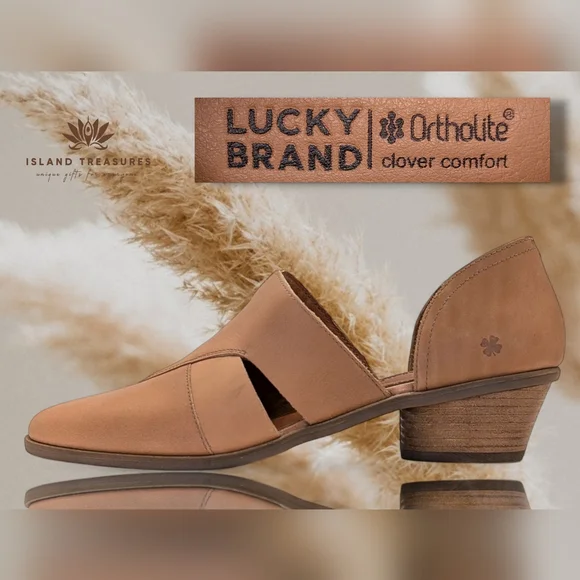 Lucky Brand Minnsy Sz US 9.5W / EU41 Leather Women Tan Slip-On Almond Toe Loafer