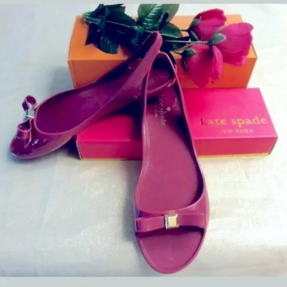 Kate Spade Jelly Plastic Ballet Flat Sandals with Bow