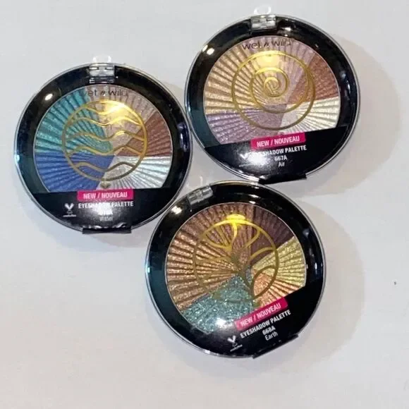 Wet n Wild Trio Eyeshadow Set with Blue, Green, and Gold New