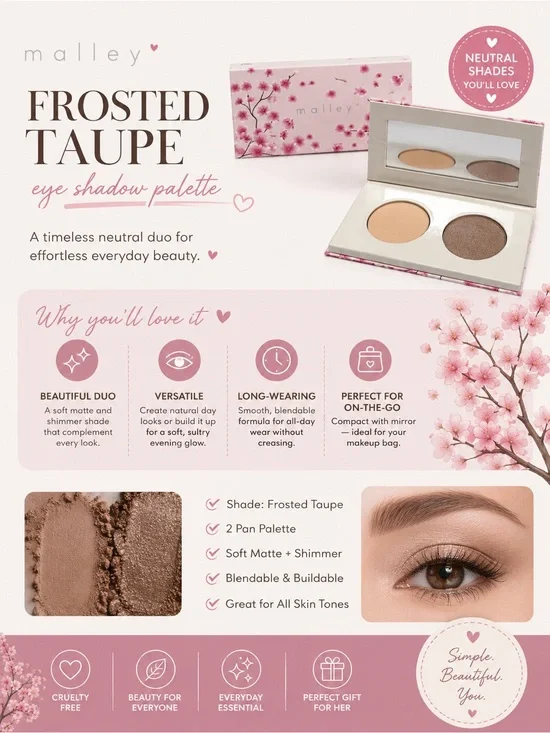 Mally Beauty Frosted Taupe Neutral Duo — Matte Cream & Shimmery Taupe