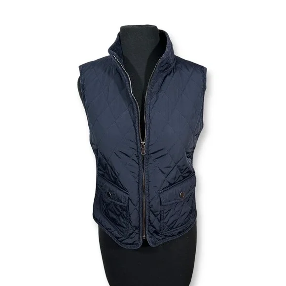 EUC Talbots Quilted Puffer Vest Pockets‎ Full Zip Sleeveless Womens Small Petite