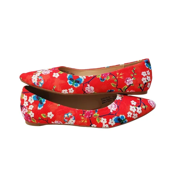 Penny Loves Kenny Aaron SF Red‎ Floral Flats Size 10M