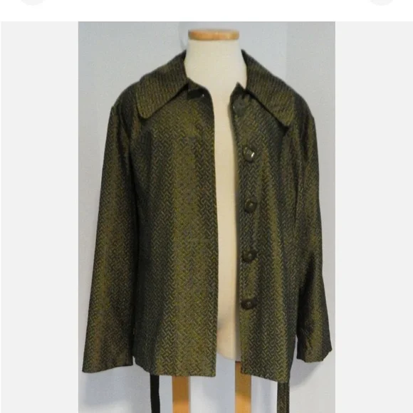 Maggie Barnes- Green, Button Down, Fully Lined, Belted Jacket Size 2X