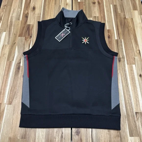 Las Vegas Golden Knights Vest Mens M Black Bobby Jones Performance 1/4 ZIp NWT