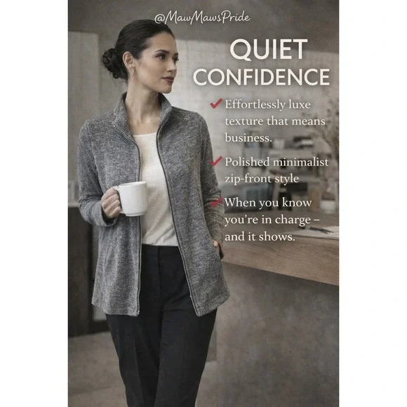 QUIET CONFIDENCE Eileen Fisher Textured Knit Zip Front Long Sleeve Jacket Size S