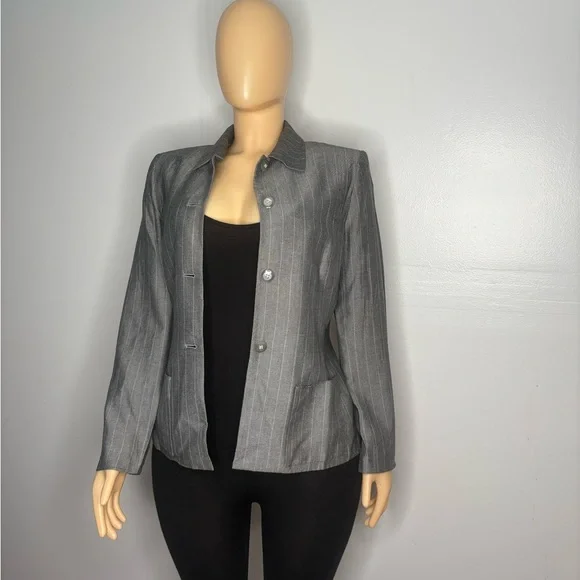 Tahari Gray Pinstripe Blazer