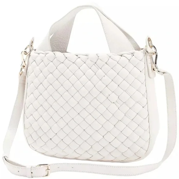 Vince Camuto Miki Puffy Weave Leather Tote Bag in White Swan NWT