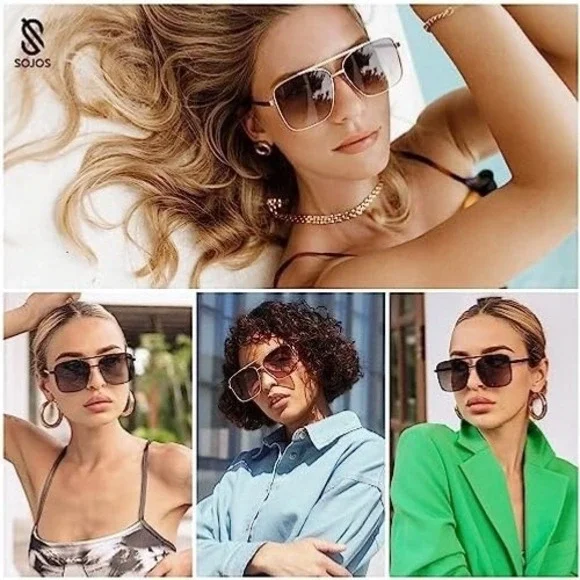 SOJOS Retro Oversized Square Polarized Sunglasses for Women‎ Men Vintage Shades