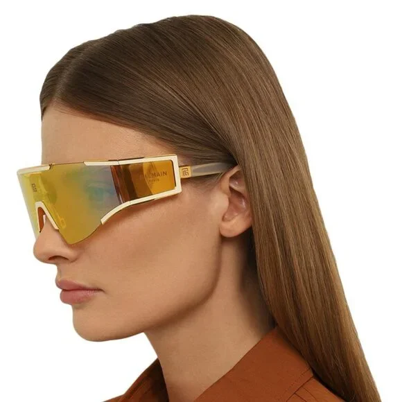 NEW BALMAIN FLECHE BPS-138B UNISEX GOLD/BONE SUNGLASSES