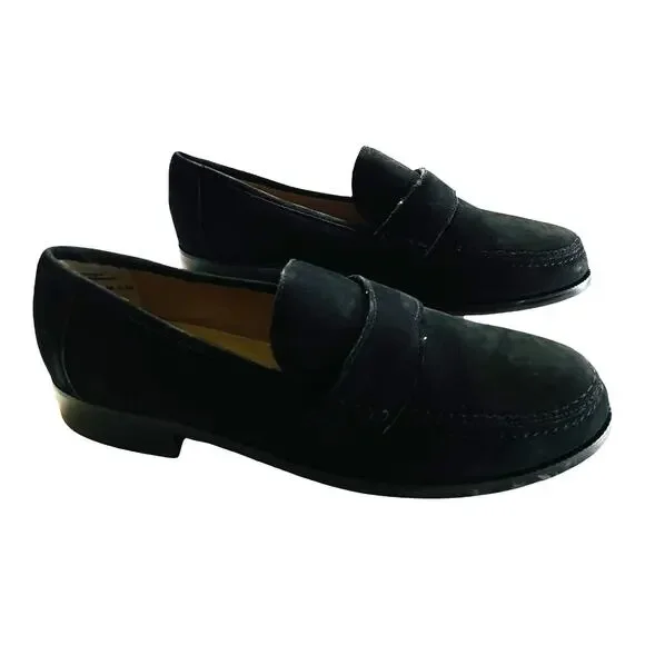 Dolcis Leather Black Suede Loafers Size 6