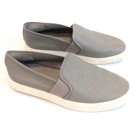 VINCE Women's Gray Perforated Leather Slip-On Shoes Sneakers Size 6.5