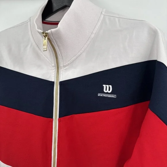 Wilson Sport Professionals‎ Gibson Tricot Jacket Women's Large Blue Red Tennis
