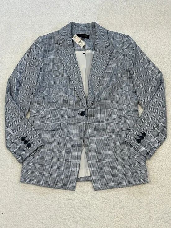 Talbots Spring Glen Plaid Blazer Jacket size 6 Blue White Preppy Office