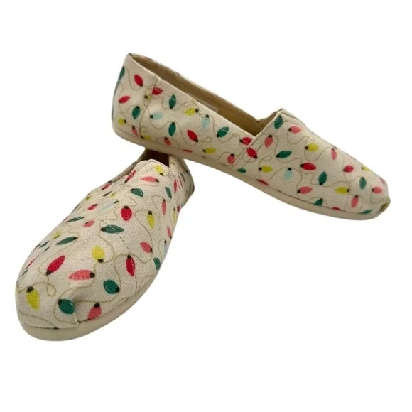 Toms Alpargata Holiday lLights Festive Slip-on Shoes‎ Women's 9 EUC