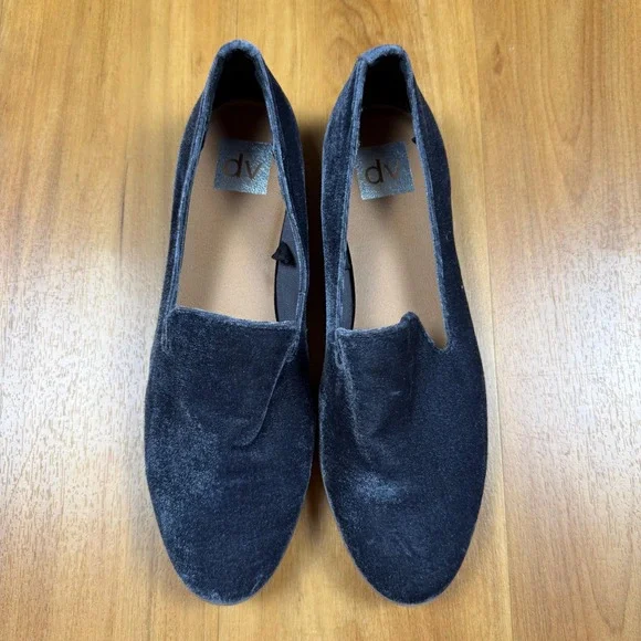 DV Dolce Vita Womens Blue Velvet Smoking Slipper Loafers Flats SZ 8.5 F16831342