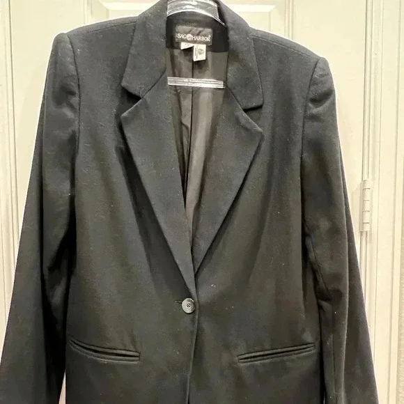 Sag Harbor Black Wool Blazer Size 10