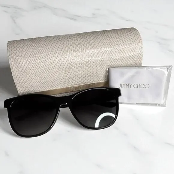 Jimmy Choo Black Oversized Gradient Sunglasses Made In Italy with Case and Cloth